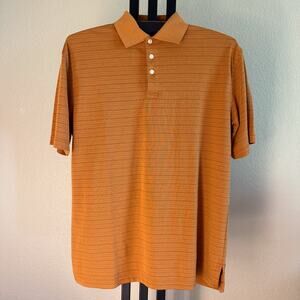 Pronto Uomo Polo Shirt – Men’s Large – Burnt Orange Stripe – Pima Cotton Blend
